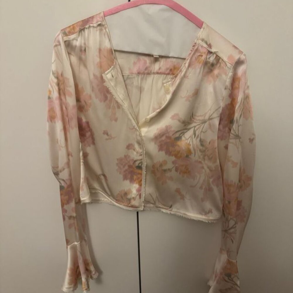 Loveshackfancy Loveshackfancy Silk Button Down Bl… - image 2